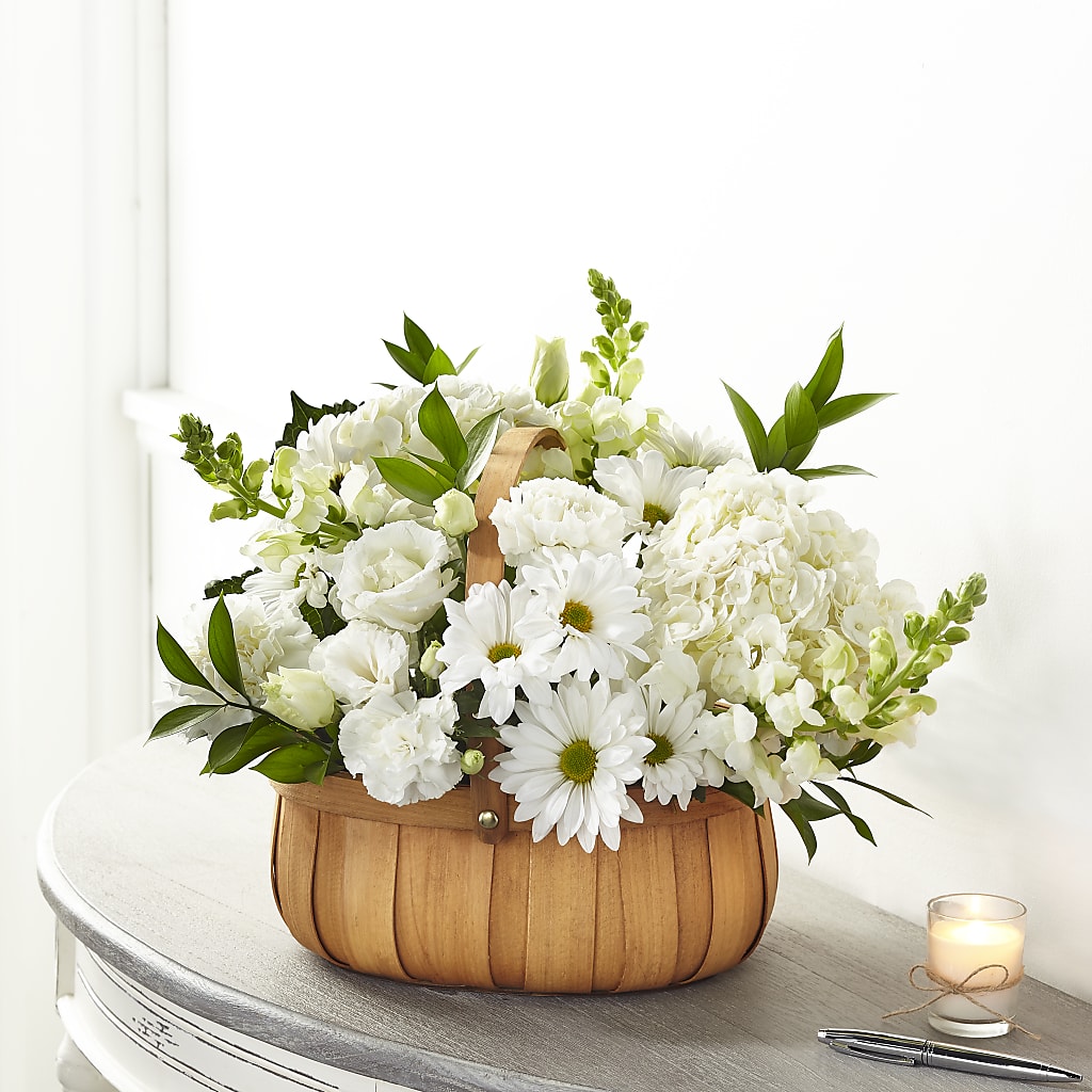 Pure Ivory Basket – AKIKO'S FLORAL ARTS, Wellsboro PA