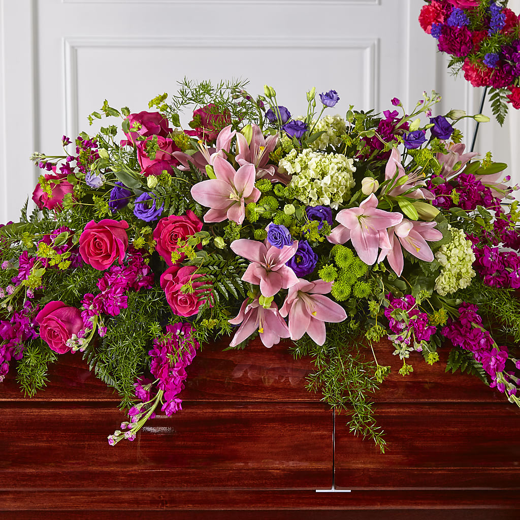 Radiant Tribute Casket Spray – AKIKO'S FLORAL ARTS, Wellsboro PA
