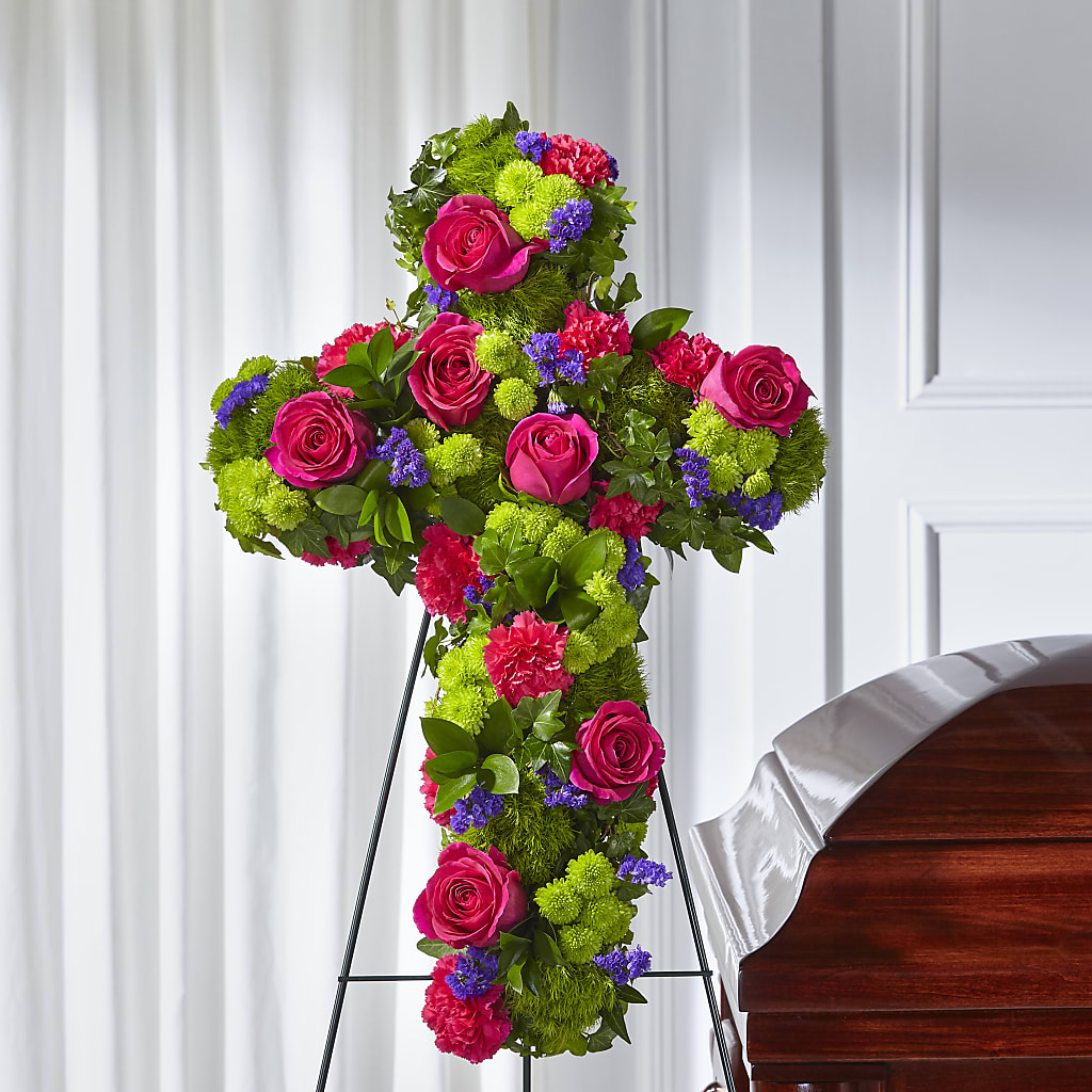Tribute Rose Floral Cross – AKIKO'S FLORAL ARTS, Wellsboro PA