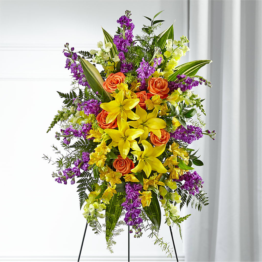 Thoughtful Prayers Standing Spray – AKIKO'S FLORAL ARTS, Wellsboro PA