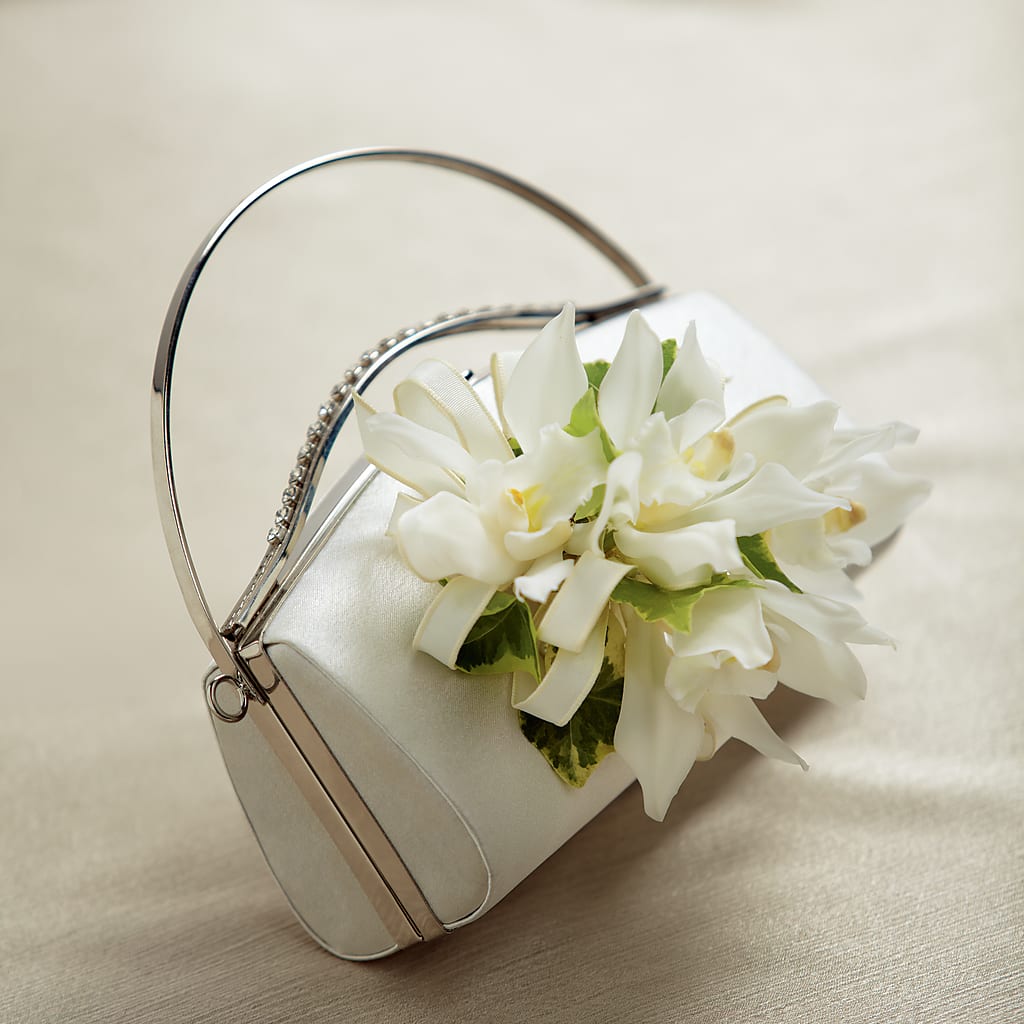 White Purse Decor – AKIKO'S FLORAL ARTS, Wellsboro PA