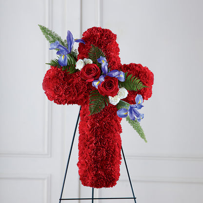 Faithful Hero Floral Cross – AKIKO'S FLORAL ARTS, Wellsboro PA