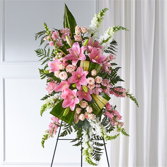 Elegant Embrace Standing Spray – AKIKO'S FLORAL ARTS, Wellsboro PA