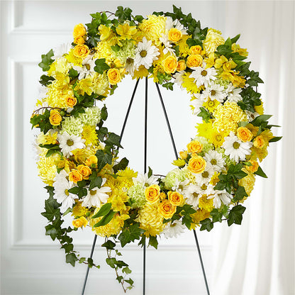 Golden Remembrance Wreath – AKIKO'S FLORAL ARTS, Wellsboro PA