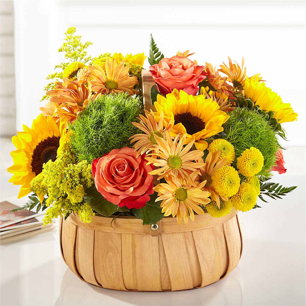 Harvest Sunflower Basket – AKIKO'S FLORAL ARTS, Wellsboro PA