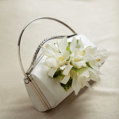 White Purse Decor – AKIKO'S FLORAL ARTS, Wellsboro PA